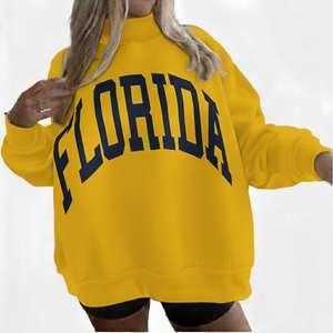 Sweat-shirt oversize d'hiver pour femme, col montant, en polyester/coton, uni, coupe classique, avec logo personnalisé - Product Image 3