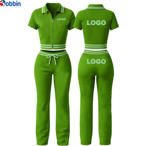 เสื้อโปโลคุณภาพสูงพร้อมซิป กางเกงขาสั้นและกางเกงขายาว ชุดเซ็ต 2 ชิ้นสำหรับผู้หญิง รับผลิตเสื้อผ้าพร้อมปักโลโก้ตามแบบ - Product Image 3