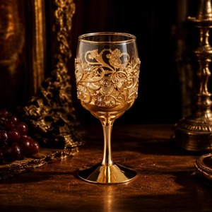 Beautiful Floral Design For Wedding Occasion Round <b>Goblet</b> Elegant Gold Rimmed Wine <b>Glass</b> With Hand Painted - Product Image 5