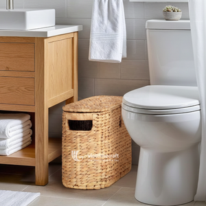 Cesta de Almacenamiento de Jacinto de Agua Estilo Vintage con Tapa, Cesta de Mimbre para Ropa y Baño, Venta al por Mayor - Product Image 4