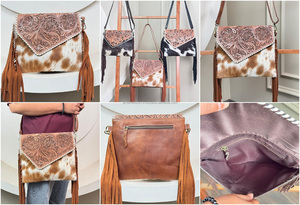 กระเป๋าหนังแท้ทำมือสำหรับผู้หญิง แบบสะพายข้าง ทรงซองจดหมาย แต่งพู่ห้อย ดีไซน์เนอร์คุณภาพสูง ผลิตตามแบบ OEM ODM รับผลิตตามสั่ง ขายส่ง - Product Image 3