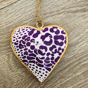 Décoration de cœur en métal émaillé rustique violet personnalisé nouveauté accessoires de support de sapin de Noël suspendus de haute qualité - Product Image 1