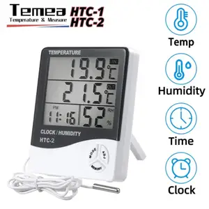 1/2 шт., HTC-1 HTC-2, электронный измеритель влажности, умный электрический цифровой гигрометр, термометр, метеостанция, часы, уличные