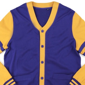 Cardigan tricoté violet et or pour homme, pull à manches longues avec fermeture boutonnée, style automne, couleur unie, col en V - Product Image 5