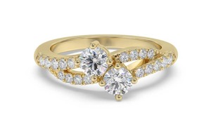 Designer Two Stone Round Diamond Shoulder Set <b>Ring</b> 0.65 Ct Lab Grown Diamond In Platinum - Product Image 2