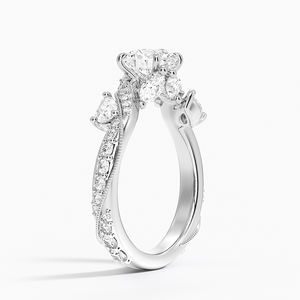 BOJ 4 Round Cut 925 <b>Silver</b> Pear Cut Side Stone Prong Set <b>Solitaire</b> Engagement <b>Ring</b> GRA Certified 2ct D Color VVS1 Anniversary - Product Image 3