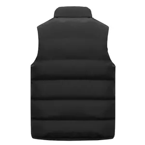 Chaleco Acolchado Negro para Hombre con Cuello Alto, Cierre de Cremallera, Resistente al Viento, Informal, para Invierno, con Bolsillos, Largo Regular - Product Image 2