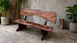 Luxali Modern Eco-Friendly Durable Handcrafted Solid Walnut Outdoor <b>Bench</b> for Home & Garden - Product Image 4