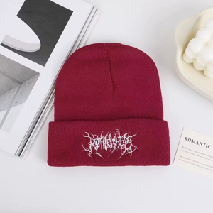 Bonnet d'hiver 100 % acrylique pour femmes et hommes, style gothique street punk, chaud, tricoté, motif dessin animé, tendance et polyvalent - Product Image 4