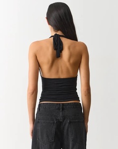 Women's Halter Neck Formal <b>Top</b> Sexy Backless Tank <b>Tops</b> Sleeveless Summer Loose Fit Satin Front Office <b>Tops</b> Custom Halter Blouse - Product Image 3