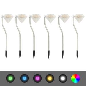 Set di 6 luci solari da giardino color argento 3,5x3,1x11,6 pollici in PP - Product Image 1