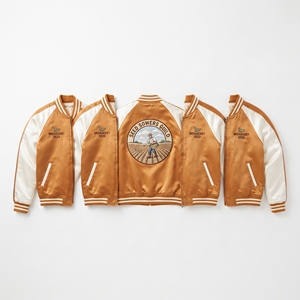 Custom Apparel Brand Supplier Brown Gold Satin Varsity Jacket Snap Button Custom Embroidered Carvers Guild Baseball <b>Coat</b> - Product Image 3
