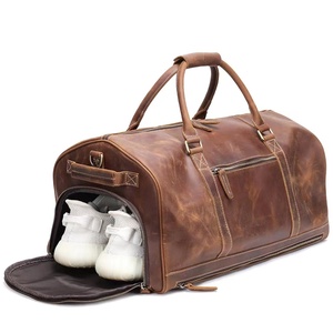 Sac de voyage en cuir véritable pour homme avec pochette à chaussures, sac de week-end, sac de voyage pour homme en cuir - Product Image 1