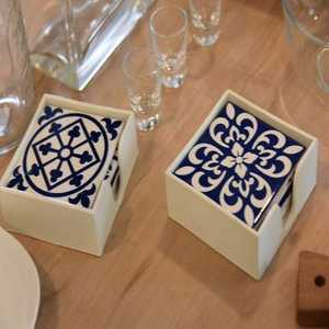 Sous-verres en bois écologiques modernes avec design imprimé pour le thé, le café et les boissons froides, protège les meubles - Product Image 3