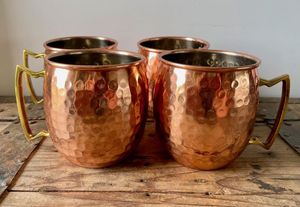 Hammered copper drink mug set frontier beverage <b>cups</b> <b>reusable</b> handcrafted cocktail mugs premium collection - Product Image 6