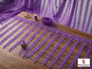 Ribete de encaje con borlas HitJem Export Purple Leaf, 100% algodón, decorativo, para vestidos y manualidades. - Product Image 5