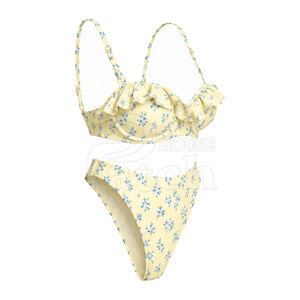 Conjunto de Bikini de Dos Piezas Premium para Mujer, Traje de Baño Elegante con Parte Inferior de Cintura Alta, Estampado Personalizado, Ropa de Playa, Colección de Verano para la Piscina - Product Image 4
