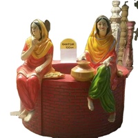 Statues de femmes Punjabi Bhangra en bois, modernes, luxueuses et simples, pour la décoration de mariage en intérieur/extérieur