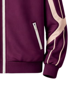 Ensemble de survêtement pour homme personnalisé violet et beige contrastant, veste zippée et pantalon de jogging, vêtements de sport haut de gamme, fabricant sur mesure OEM en gros - Product Image 5