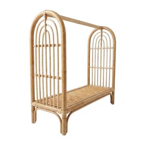 Handmade Natural Rattan Doll Clothes Rack with Arch Design Boho Miniature Clothing <b>Stand</b> with Woven Base Sustainable Toy Decor - Product Image 1