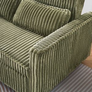 Divano Letto Verde in Velluto a Coste con Doppia Funzione Estraibile e Pieghevole, Tavolino Mobile e Porte USB per Uso Domestico e Ufficio - Product Image 6