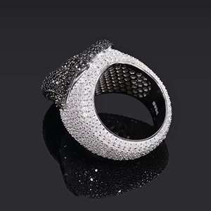 Anneau de langue pour homme en argent sterling 925, moissanite noire et blanche, style hip-hop, serti de diamants de laboratoire, bijou de bouche imposant - Product Image 6