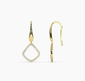 ต่างหูเพชรทรงบริลเลียนต์วินเทจทองคำ 14KT แท้ ได้รับการรับรองจาก IGI ชุบทอง เหมาะสำหรับผู้หญิง ใช้ในงานแต่งงาน - Product Image 2