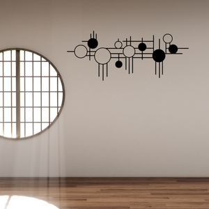 Arte de Pared de Hierro Fundido con Círculos Geométricos, Arte de Pared Metálico con Líneas y Círculos, Escultura de Pared Colgante de Estilo Art Deco Moderno y Lujoso, Hecho a Mano - Product Image 3