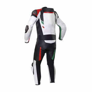 Unisex Full Sleeve Printed Motorcycle Racing <b>Suit</b> Front High Visibility Polyester/Nylon Black White <b>Red</b> Color Blocked Breathable - Product Image 6