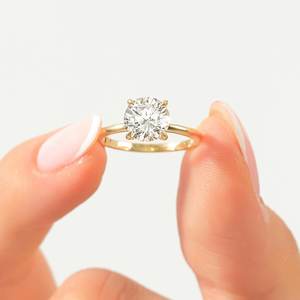 แหวนเพชรแท้ทรงกลมเจียระไนบริลเลียนต์ 1.01 กะรัต พร้อมใบรับรอง GIA ทองคำแท้ 14K สำหรับผู้หญิง ของขวัญเซอร์ไพรส์สำหรับคนรัก - Product Image 1