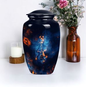 Straight Sides Aluminum Urn for Human Ashes - Metal Cremation Urn Vertical Walls - Polished <b>Memorial</b> <b>Vase</b> for Burial - Product Image 3