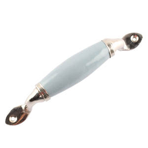 Poignée de porte d'armoire en céramique grise faite à la main, petite poignée de tiroir de placard, quincaillerie décorative vintage pour meubles - Product Image 2