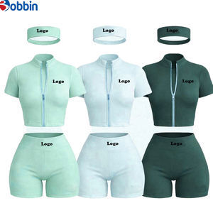 Conjuntos Deportivos de Verano para Mujer, Ropa Urbana Personalizada, Chaqueta de Manga Corta con Cierre y Pantalones Cortos, Conjunto de 3 Piezas, Tendencia en Ventas - Product Image 4