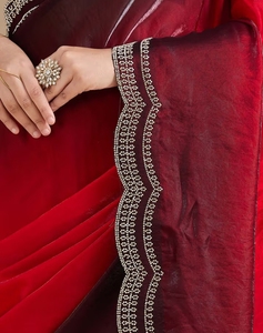 KV Women's Silk Traditional Stonework Tissue <b>Saree</b> with Unstitched Blouse for Party Occasions - Product Image 5