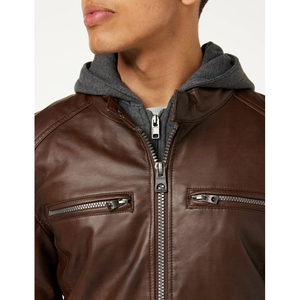 Design Your Own High Quality Men's Winter Leather Jacket with Stand Collar Long Sleeves Waterproof & Breathable - Product Image 6