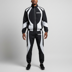 Custom Two Piece Windbreaker Short <b>Jacket</b> Set Patchwork Zip up Nylon Polyester Streetwear Tracksuit <b>Men</b> Windbreaker Short Set - Product Image 6