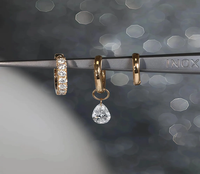 Pendientes Colgantes con Diamantes Cultivados en Laboratorio con Corte Pera, Estilo Aro de Oro de 10K, 14K, 18K, Joyería Minimalista, Pendientes Elegantes para Uso Diario