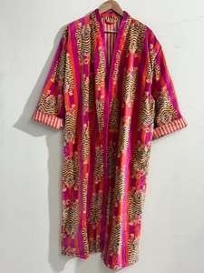 Bata Kimono de Terciopelo con Estampado de Tigre: Bata de Algodón para la Hora del Despertar - Product Image 3