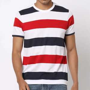T-shirt à manches courtes rayé pour homme, coupe classique, col rond, tricoté, décontracté, blanc, rouge, marine, motif imprimé, haut de qualité, chemises pour homme - Product Image 4