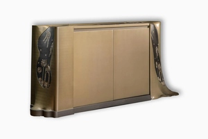 New design brass arch console luxury gold entryway <b>table</b> premium minimalist metal console <b>table</b> high end hallway <b>table</b> - Product Image 1
