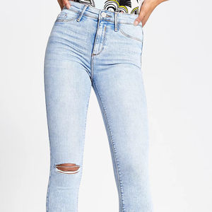 Últimos Jeans de Mujer Tallas Grandes de Tiro Medio 2026 Transpirables con Logo Personalizado al por Mayor, Jeans Biker Rotos Ajustados para Mujer OEM - Product Image 4