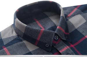Luxury Polyester Hot Sale Men Fashion Button <b>up</b> Flannel Shirts Cotton Heavyweight Checked Plaid Unisex Shirt for <b>Boys</b> Breathable - Product Image 5