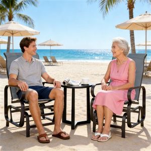 Set di Due Sedie a Dondolo Scorrevoli Grigie per Esterni, Ideali per Patio e Cortile - Product Image 1