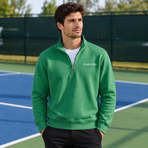 Sudadera de hombre con cremallera de un cuarto, corte relajado en el bajo, manga larga, top informal para compradores mayoristas de ropa - Product Image 5