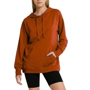 Women's Oversized Hooded Casual <b>Sweatshirt</b> Solid <b>Pink</b> Long Sleeve Knitted Breathable Pullover Pockets Front Printed Spring - Product Image 5