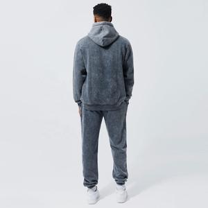Ensemble de survêtements unisexe noir délavé à l'acide, comprenant un sweat à capuche et un pantalon de jogging, personnalisable avec logo, 100% coton - Product Image 5