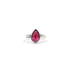 Handmade Pink Fuchsia <b>Statement</b> <b>Ring</b> Pear Gemstone Checker Cut 18K Gold Silver Plated Boho Bold Geometric Nickel Free <b>Ring</b> - Product Image 4