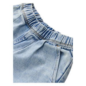 Boys Light Blue Wide Leg Denim <b>Jeans</b> Mid <b>Waist</b> Loose Fit Breathable Casual Spring Summer Autumn Wear Cotton Acid Wash Style - Product Image 5