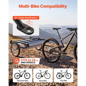 Bike Camper Trailer Tent-300 Lbs Static Load Folding <b>Bicycle</b> Wagon 16 Inch Wheels PU2000 Coating Carbon Steel <b>Frame</b> - Product Image 4