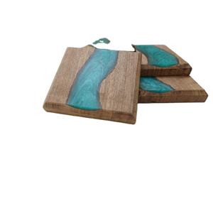 Posavasos de resina Marina Resina de alta calidad personalizable para usos domésticos y de oficina Posavasos de resina epoxi de madera de acacia personalizado - Product Image 1